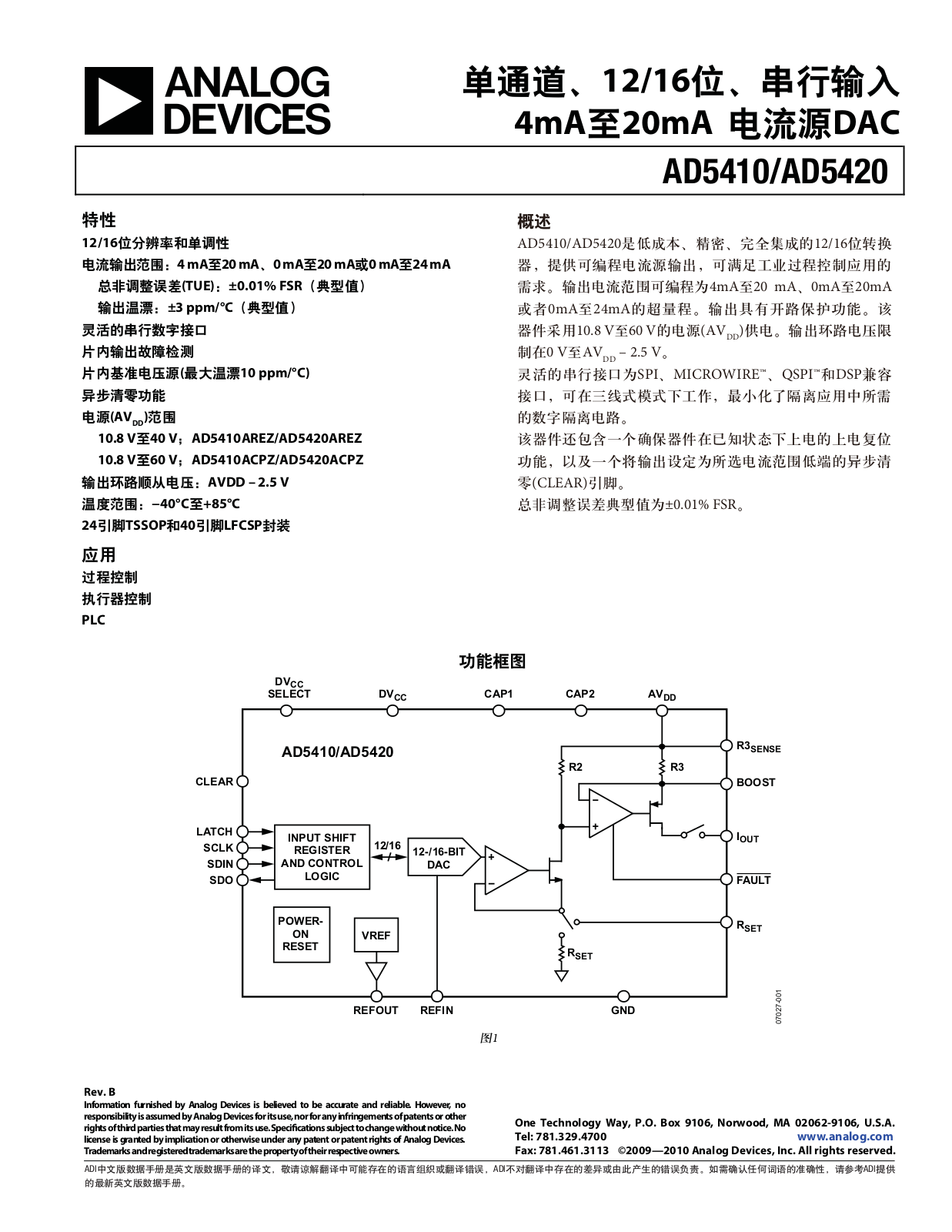 ANALOG DEVICES AD5410 Service Manual