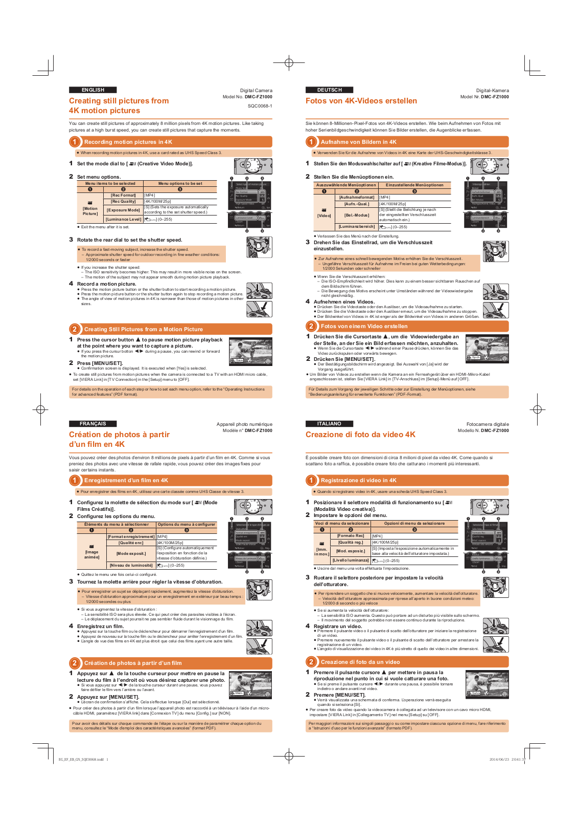 Panasonic DMCFZ1000GN User Manual