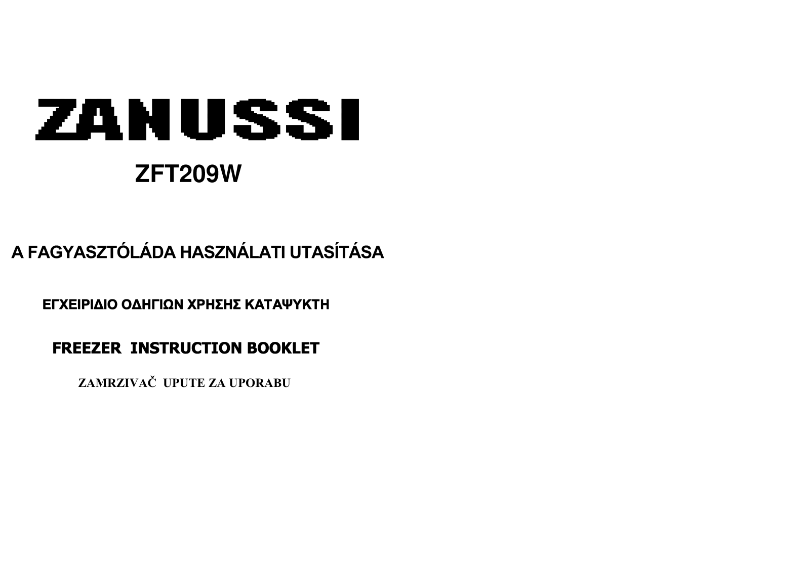 Zanussi ZFT209W USER MANUAL