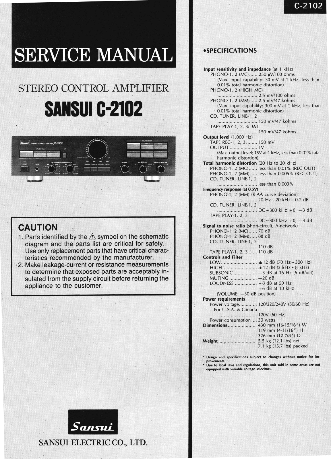 Sansui C-2102 Service Manual