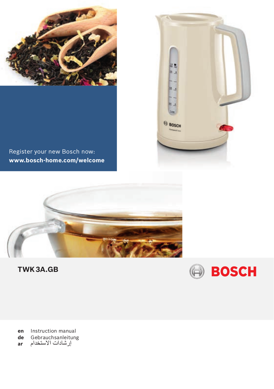 Bosch TWK3A037GB, TWK3A034GB Instruction manual