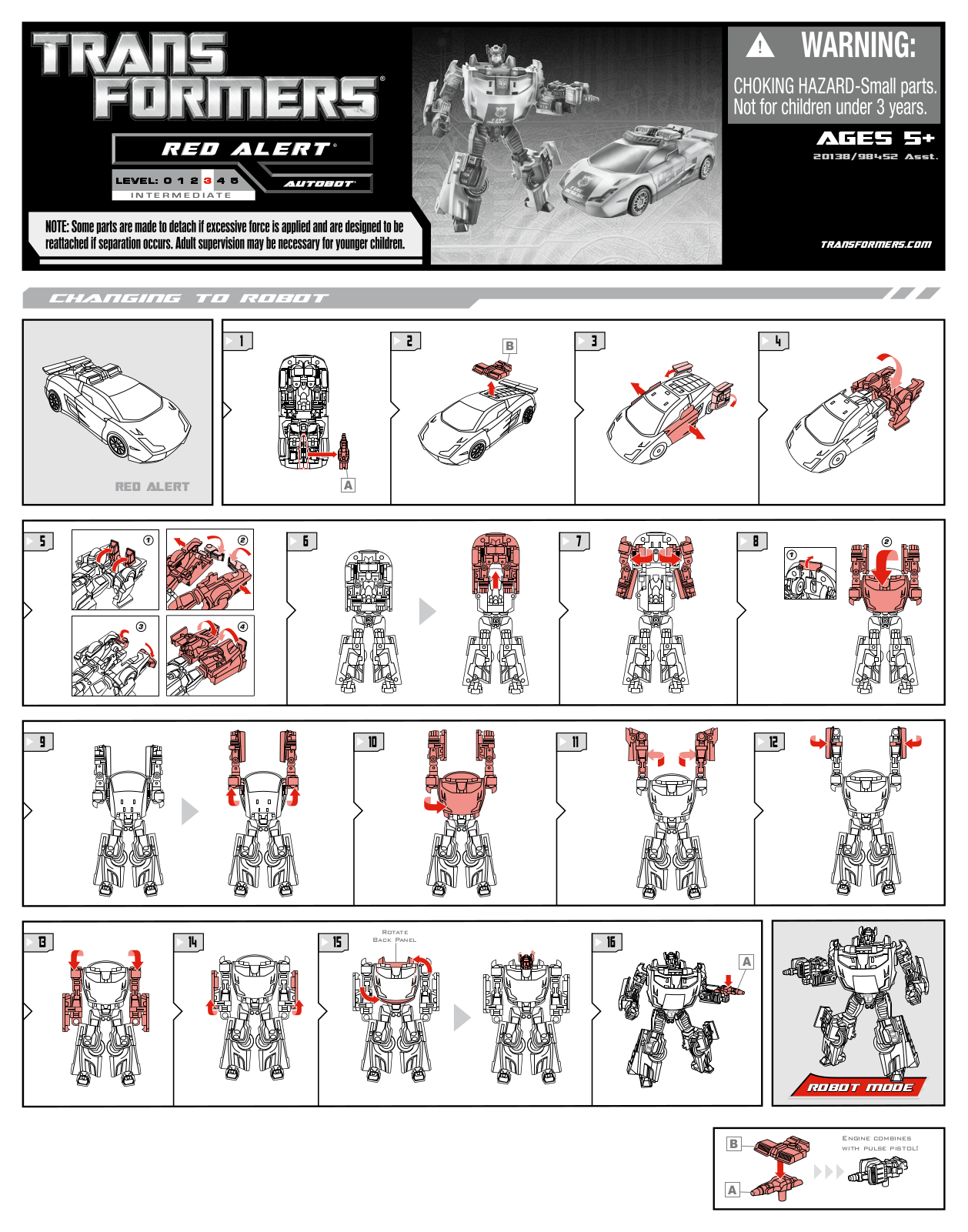 HASBRO Transformers Red Alert User Manual