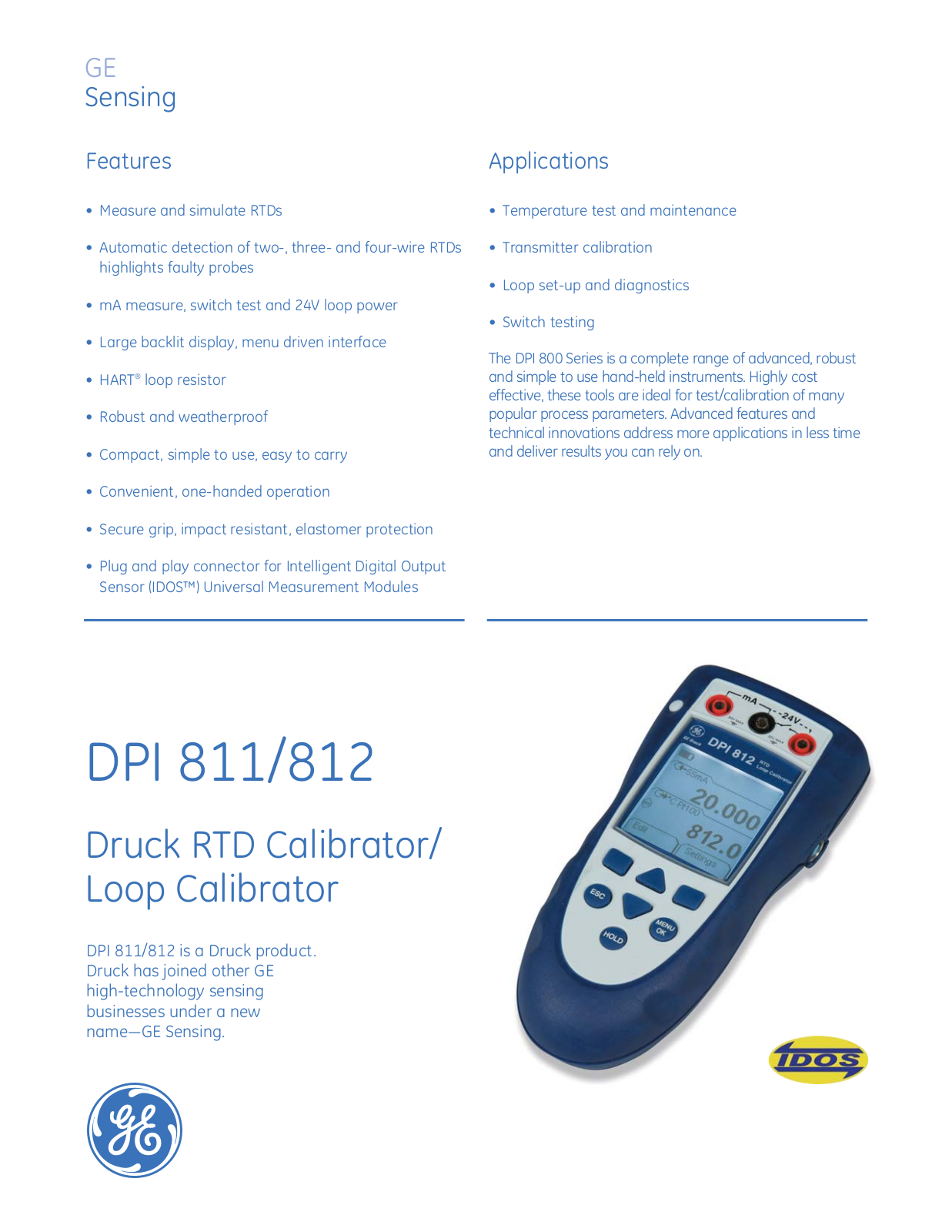 Druck DPI 812 Specifications