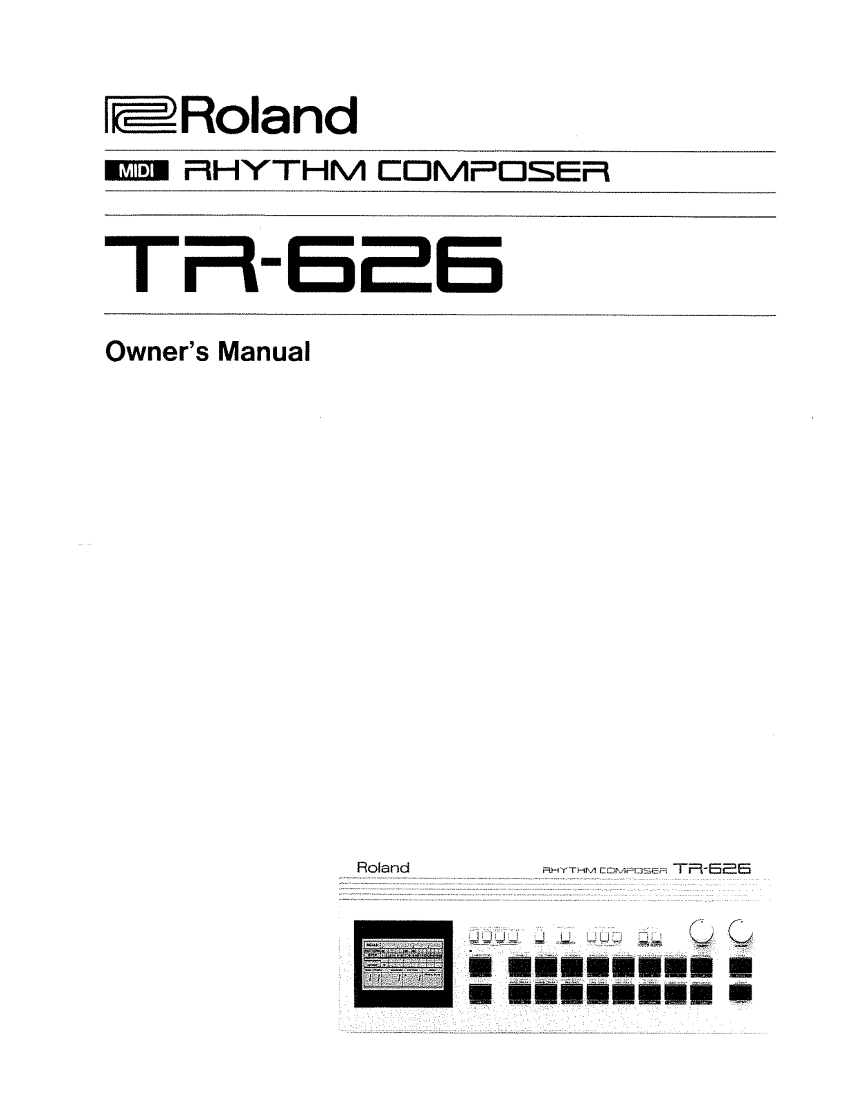 Roland Corporation TR-626 Owner's Manual