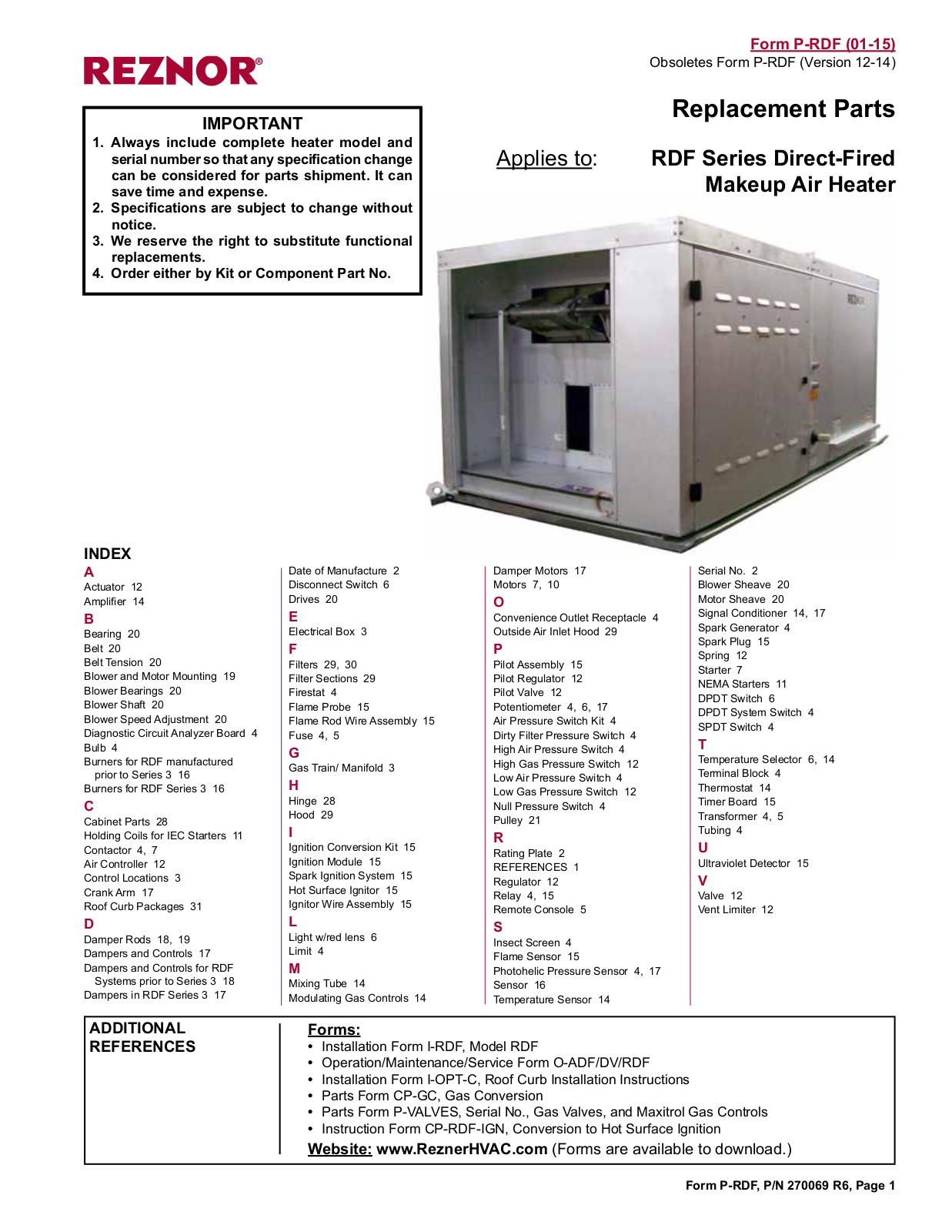 Reznor RDF User Manual