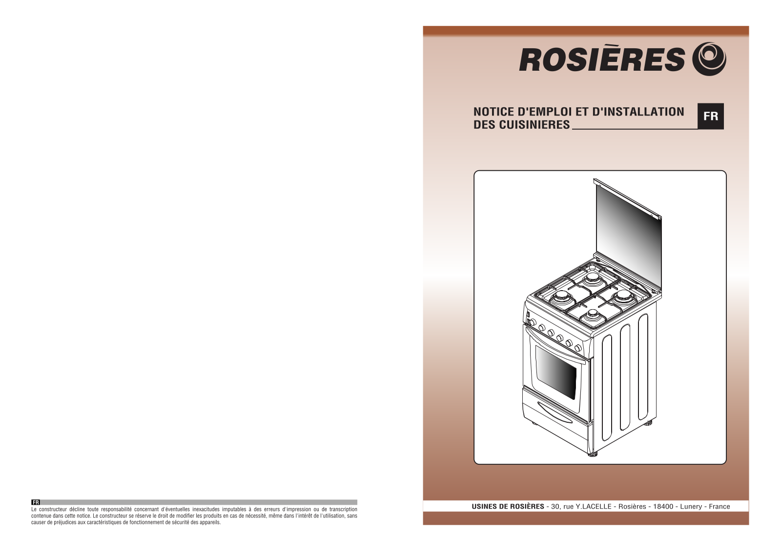 ROSIERES RCG 5921, RCG 5921 RB, RCG 6921 IN, RCG 6921 RB User Manual