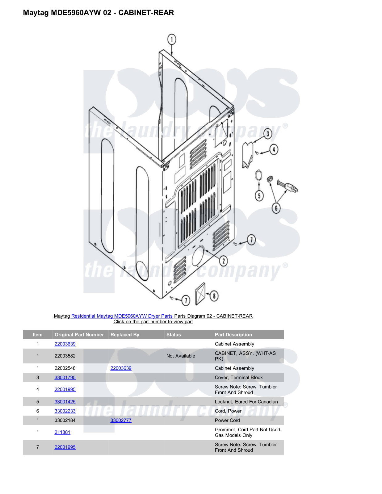 Maytag MDE5960AYW Parts Diagram