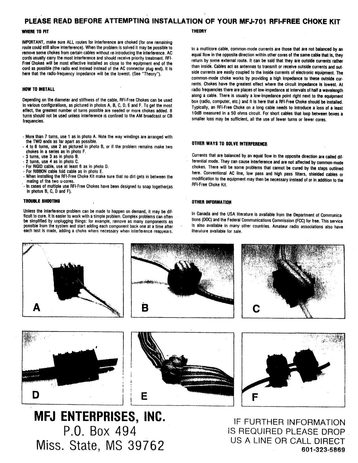 MFJ MFJ-701 User Manual