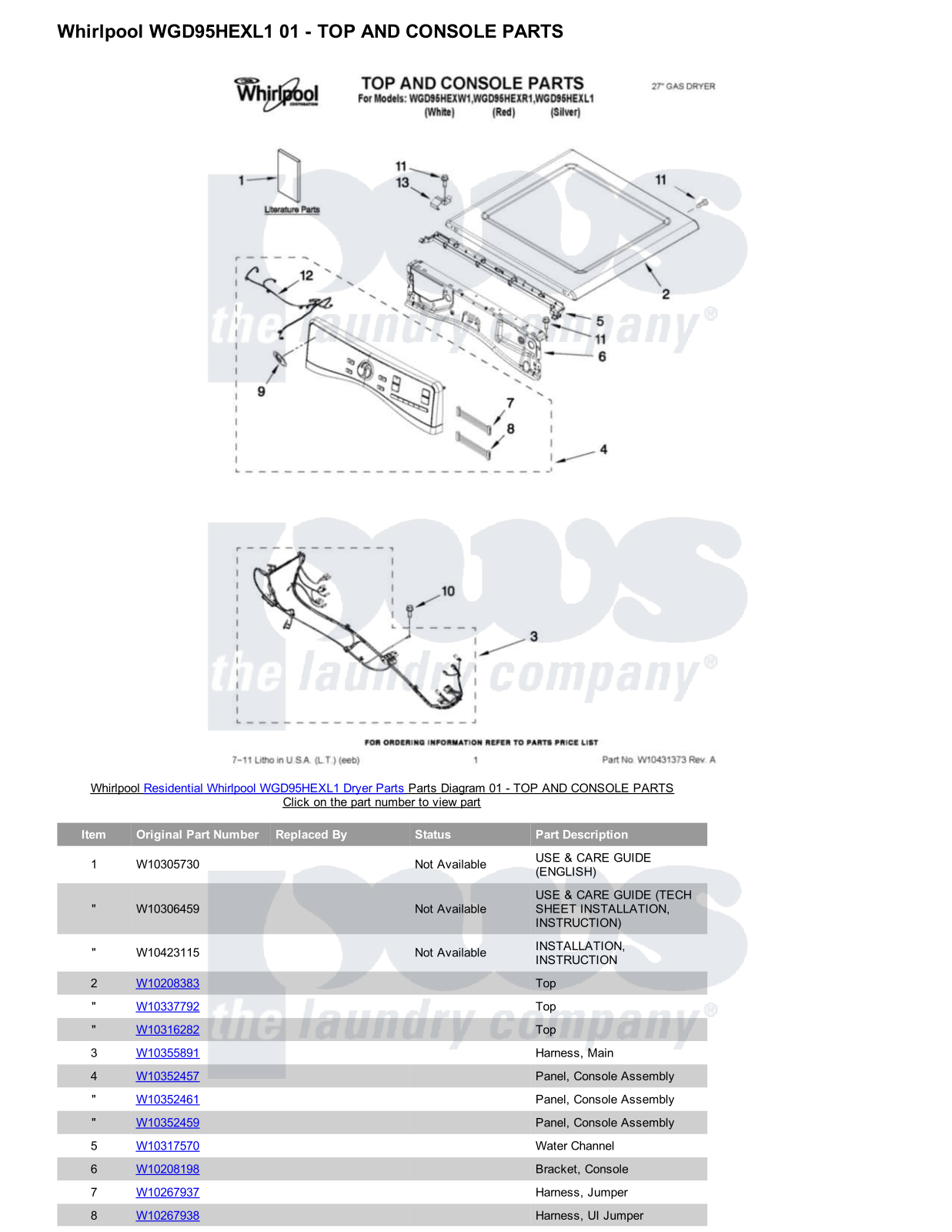 Whirlpool WGD95HEXL1 Parts Diagram