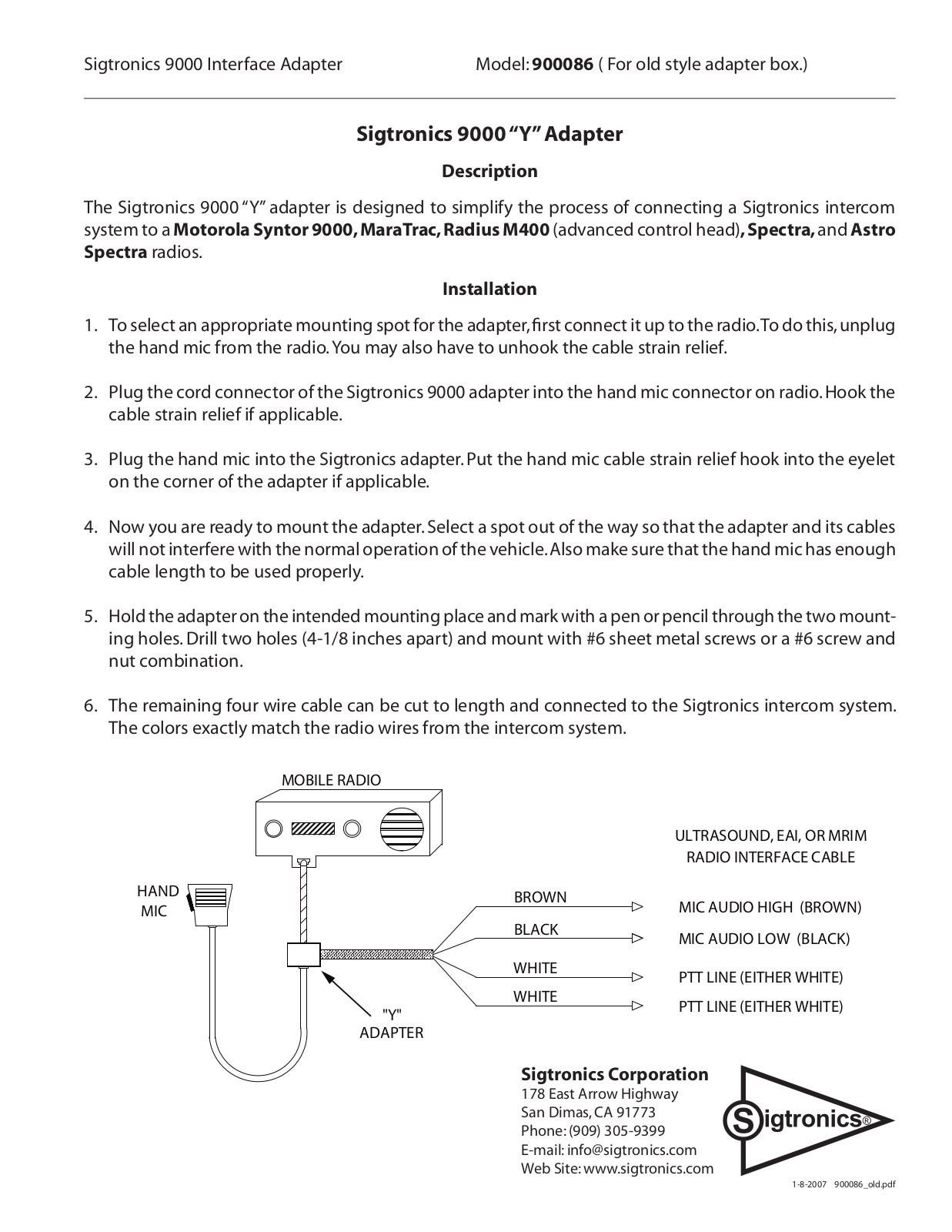 Sigtronics 900086 User Manual - ManualMachine.com
