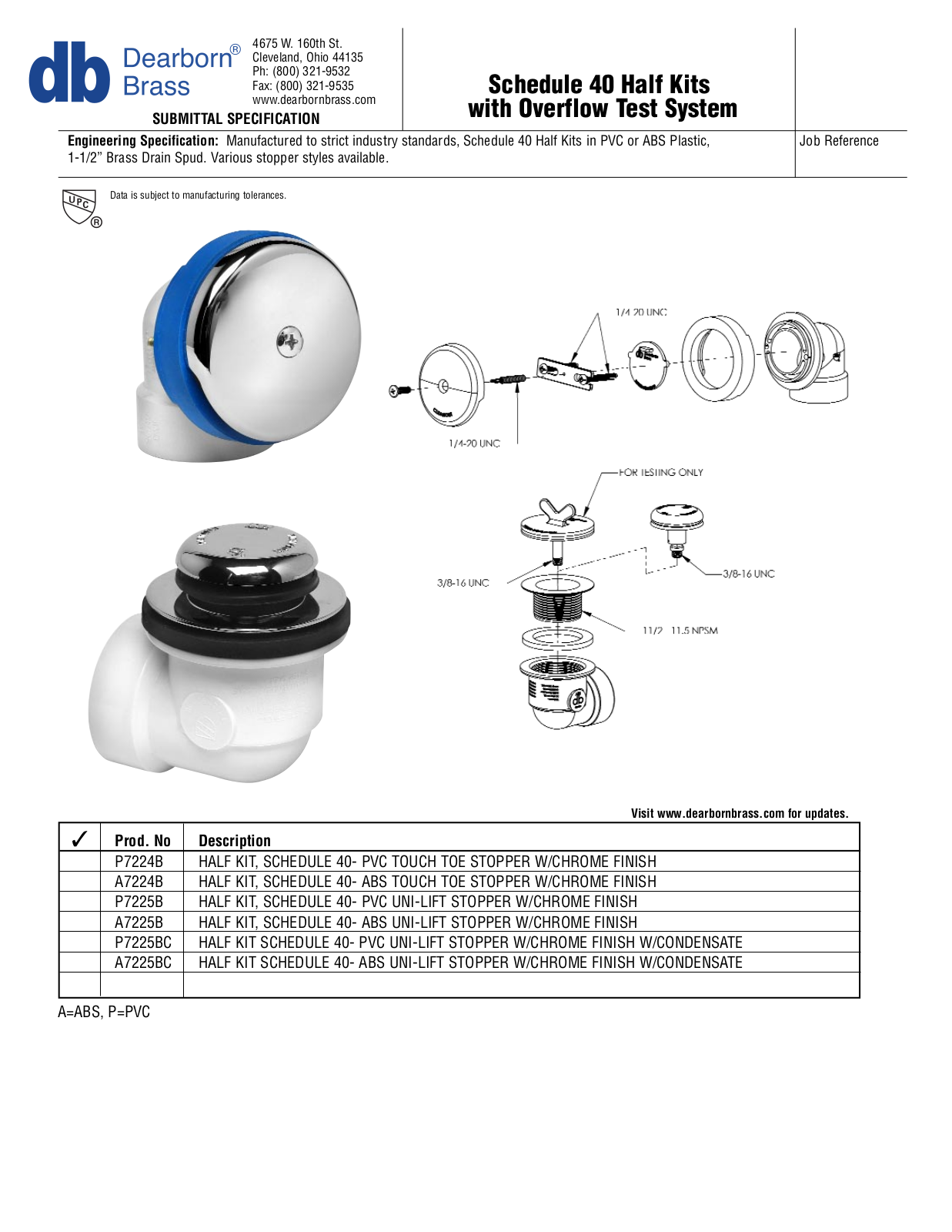 Dearborn Brass Plastic Lift, Turn Drain Technical data - ManualMachine.com
