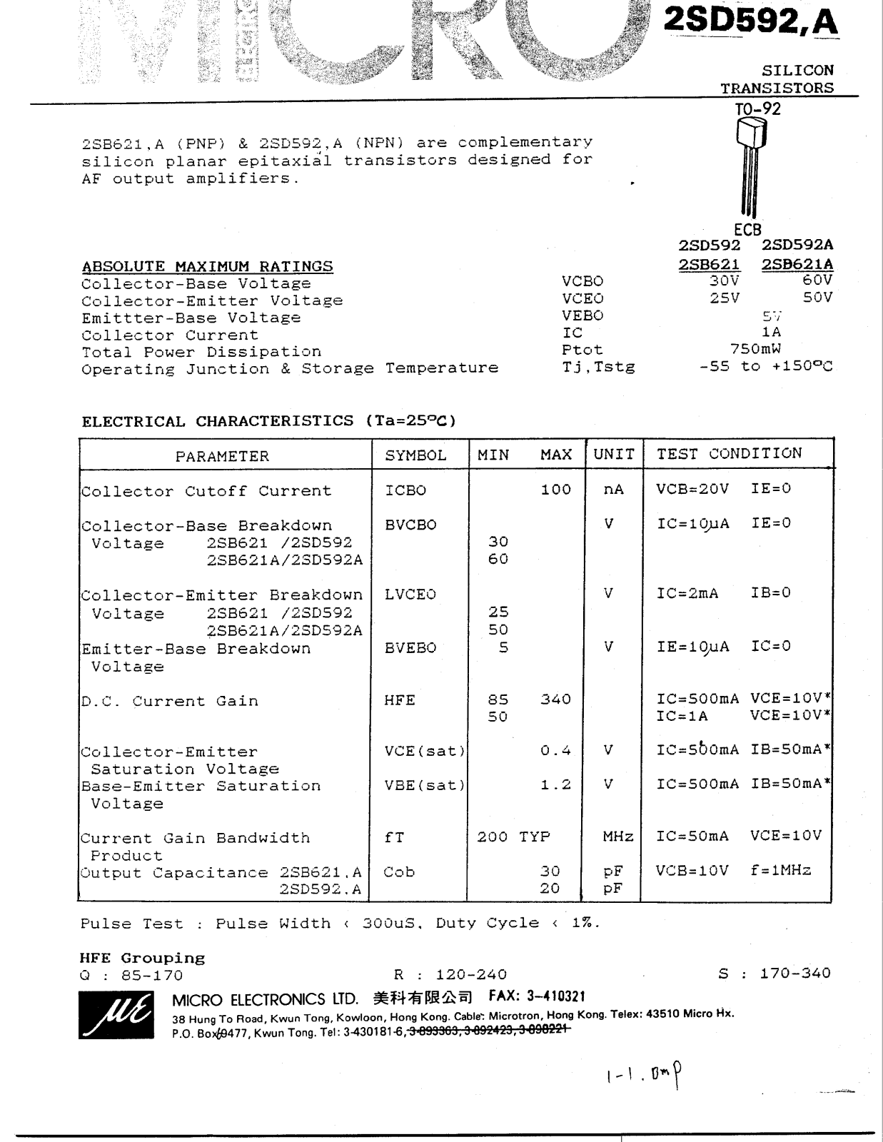 ME 2SD592A Datasheet