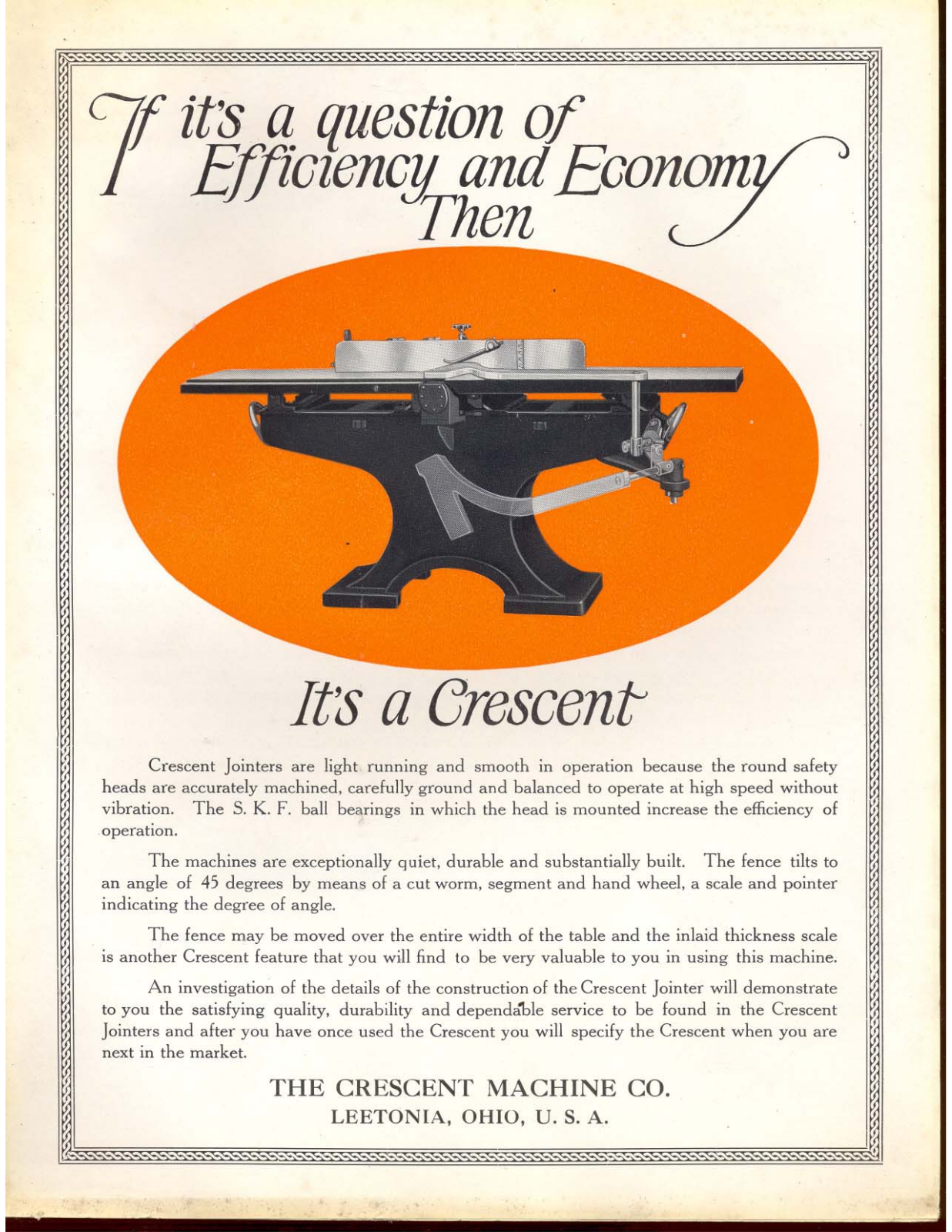 Crescent Machine 1928 - Crescent Jointers Jointers - ManualMachine.com