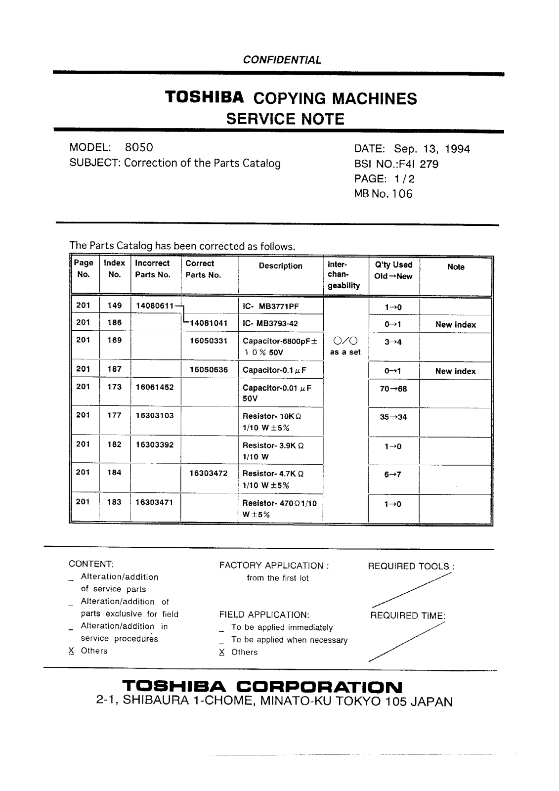 Toshiba f4i279 Service Note