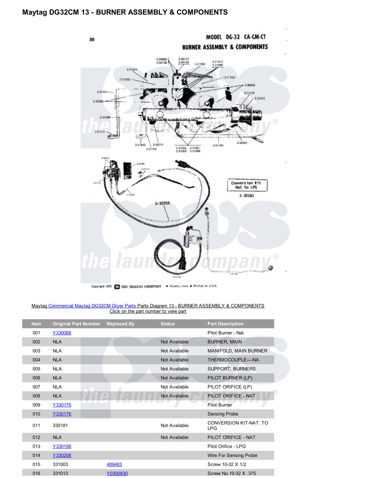 Maytag DG32CM Parts Diagram