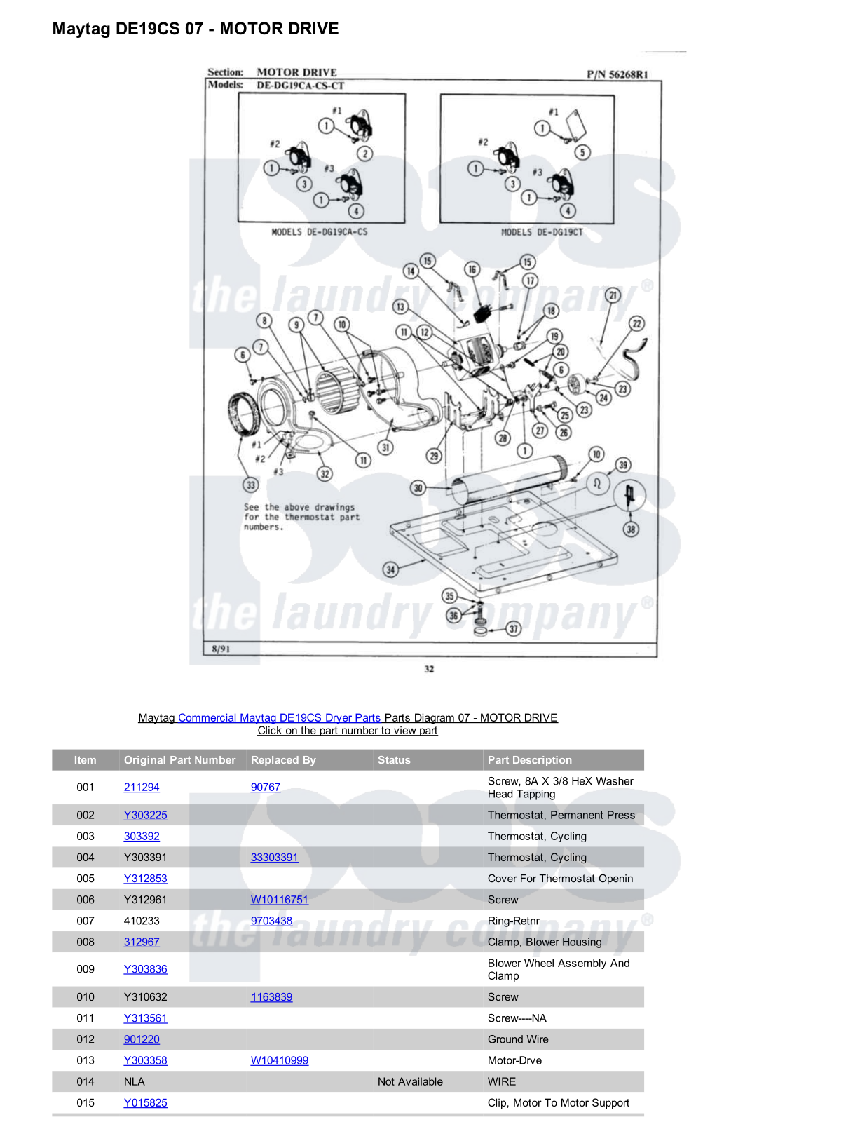 Maytag DE19CS Parts Diagram