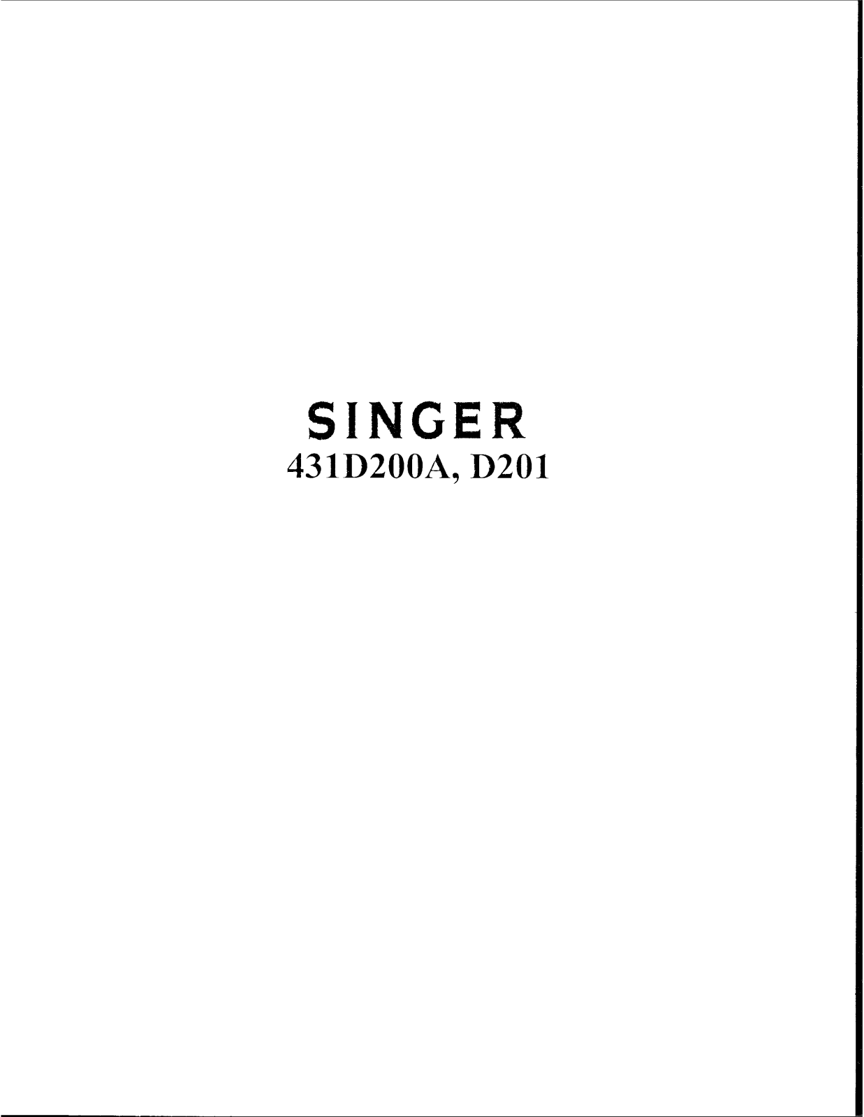 Singer 431D201A Service Manual