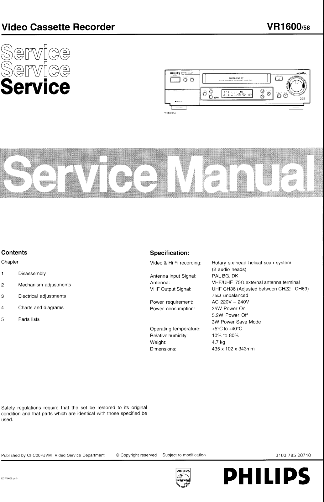 Philips VR1600 Service Manual