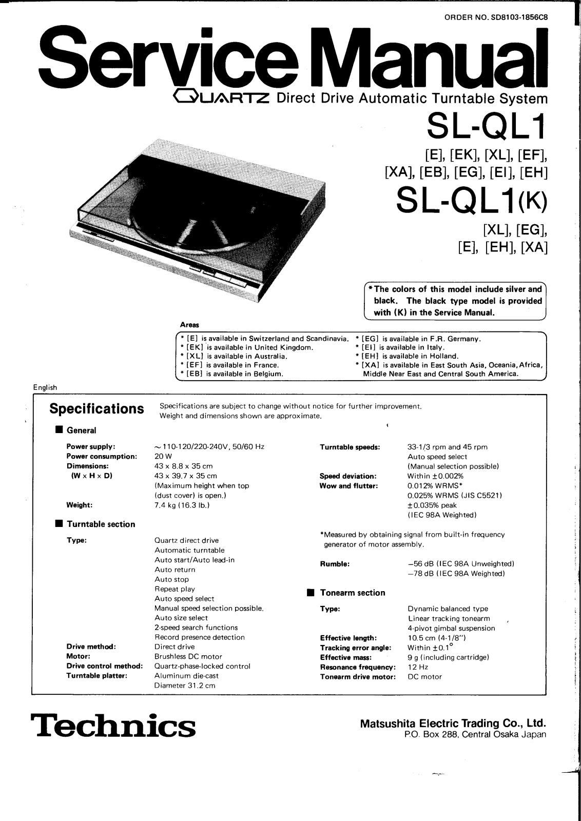 Technics SL-QL-1 Service Manual