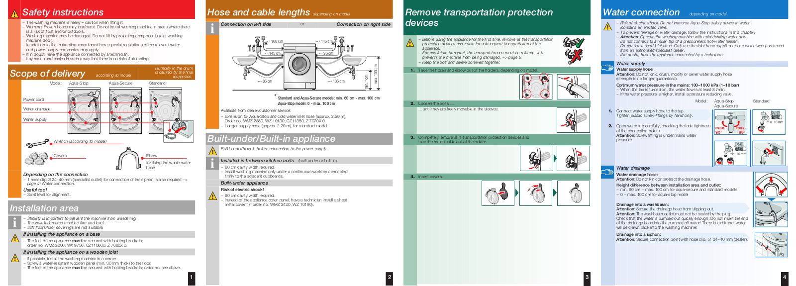 Bosch WAE22463AU, WAE22462AU Installation Instructions