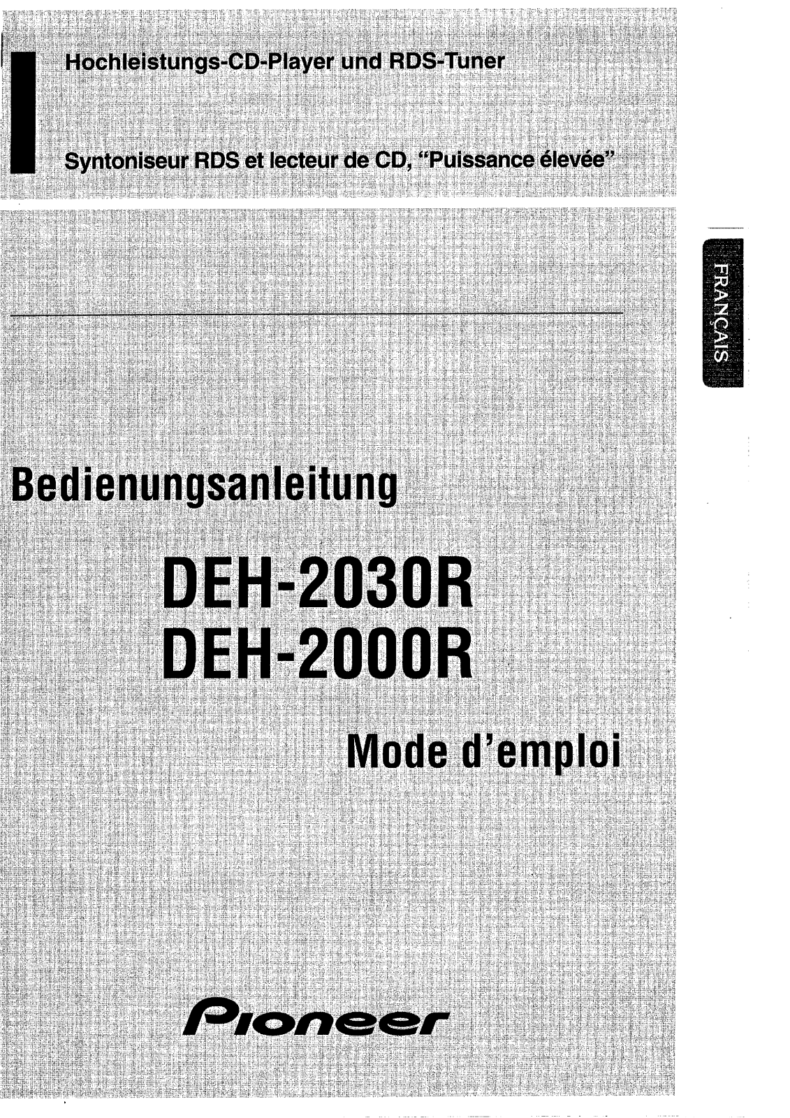 PIONEER DEH-2000R User Manual