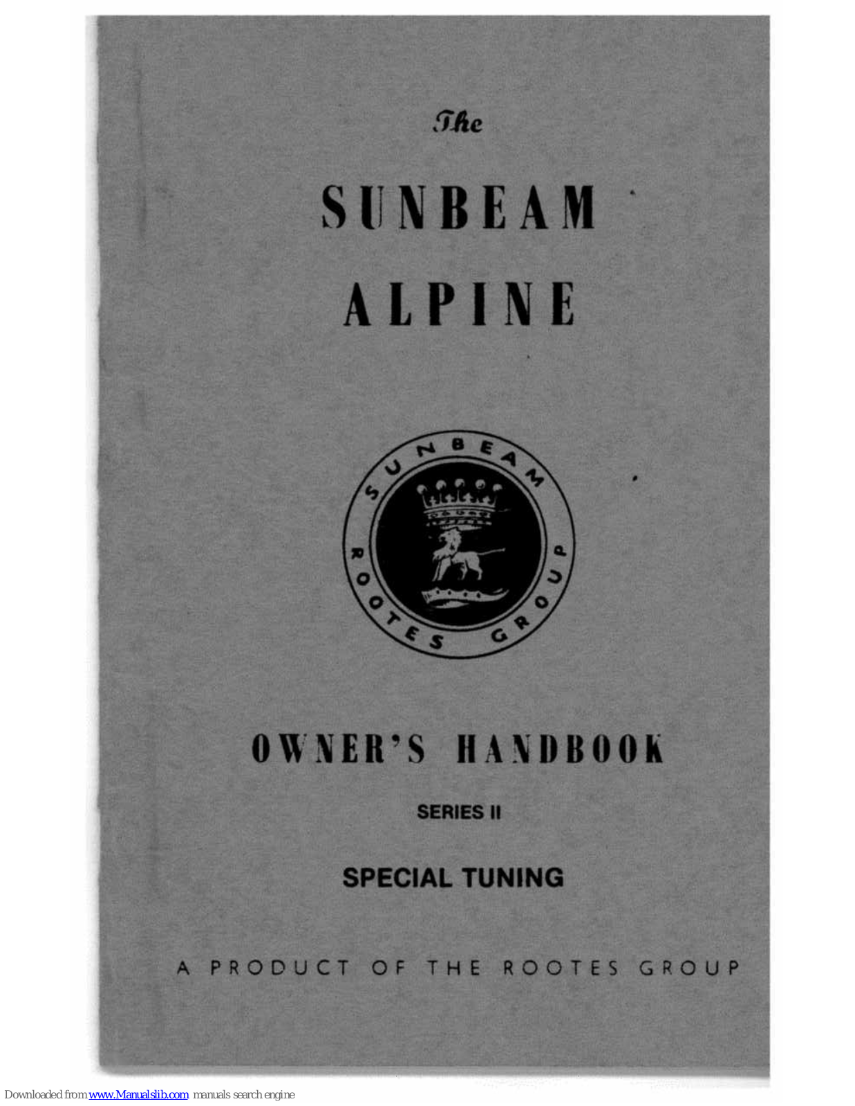 Sunbeam Alpine II Series Owner's Handbook Manual