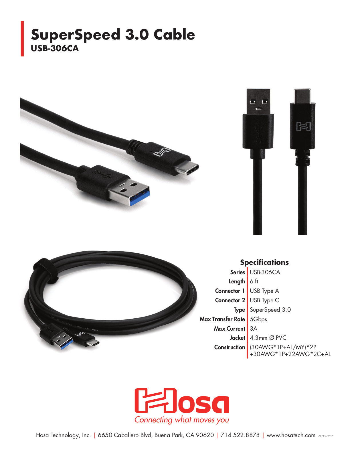 Hosa USB-306CA Specifications