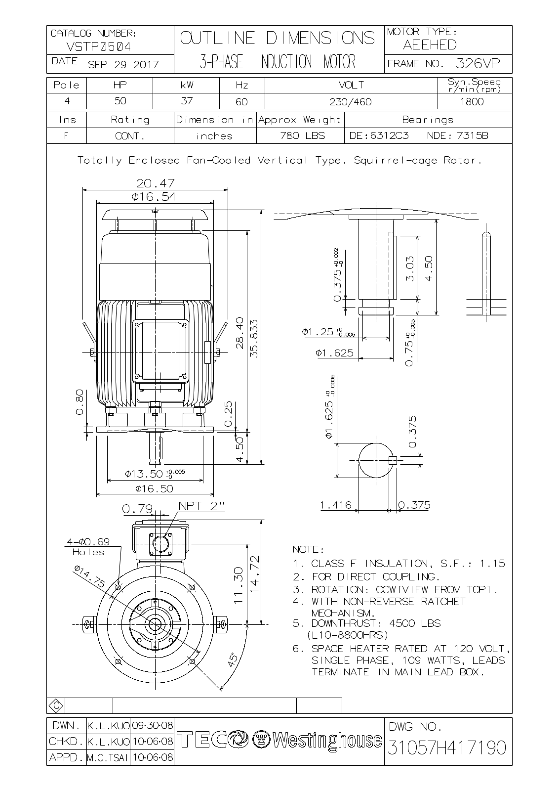 Teco VSTP0504 Reference Drawing