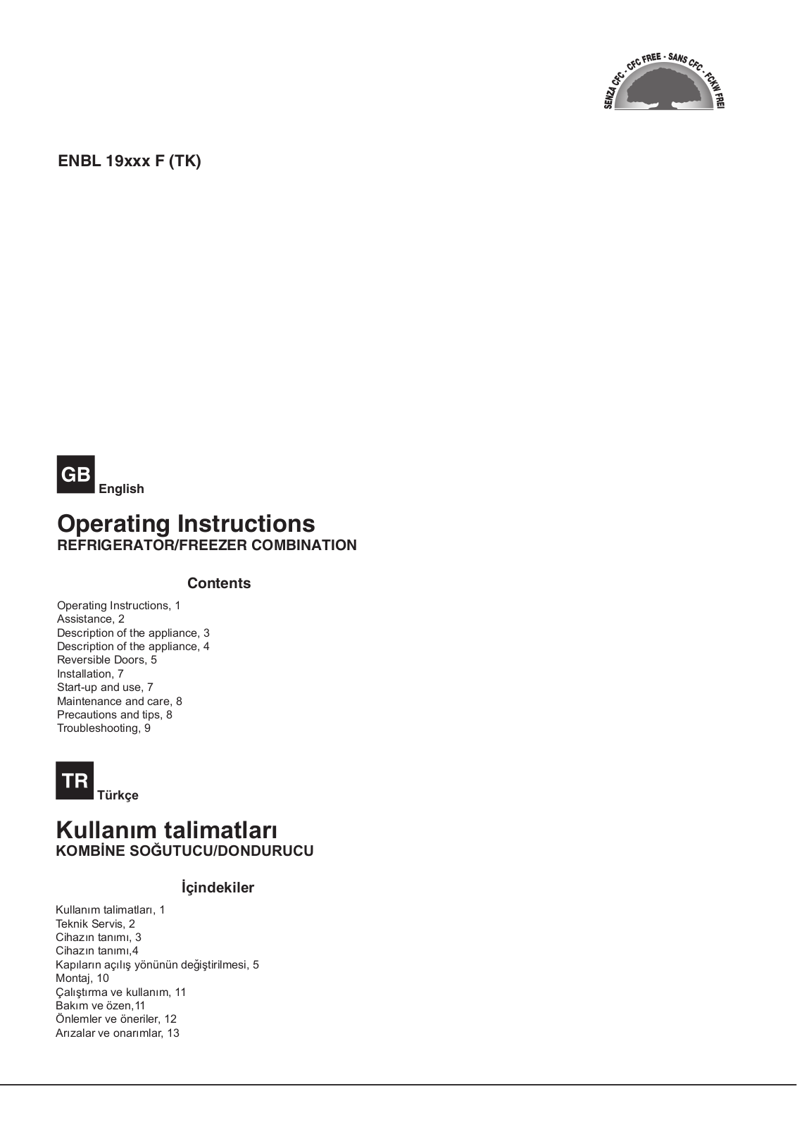 HOTPOINT/ARISTON ENBL 19212 F (TK) User Manual