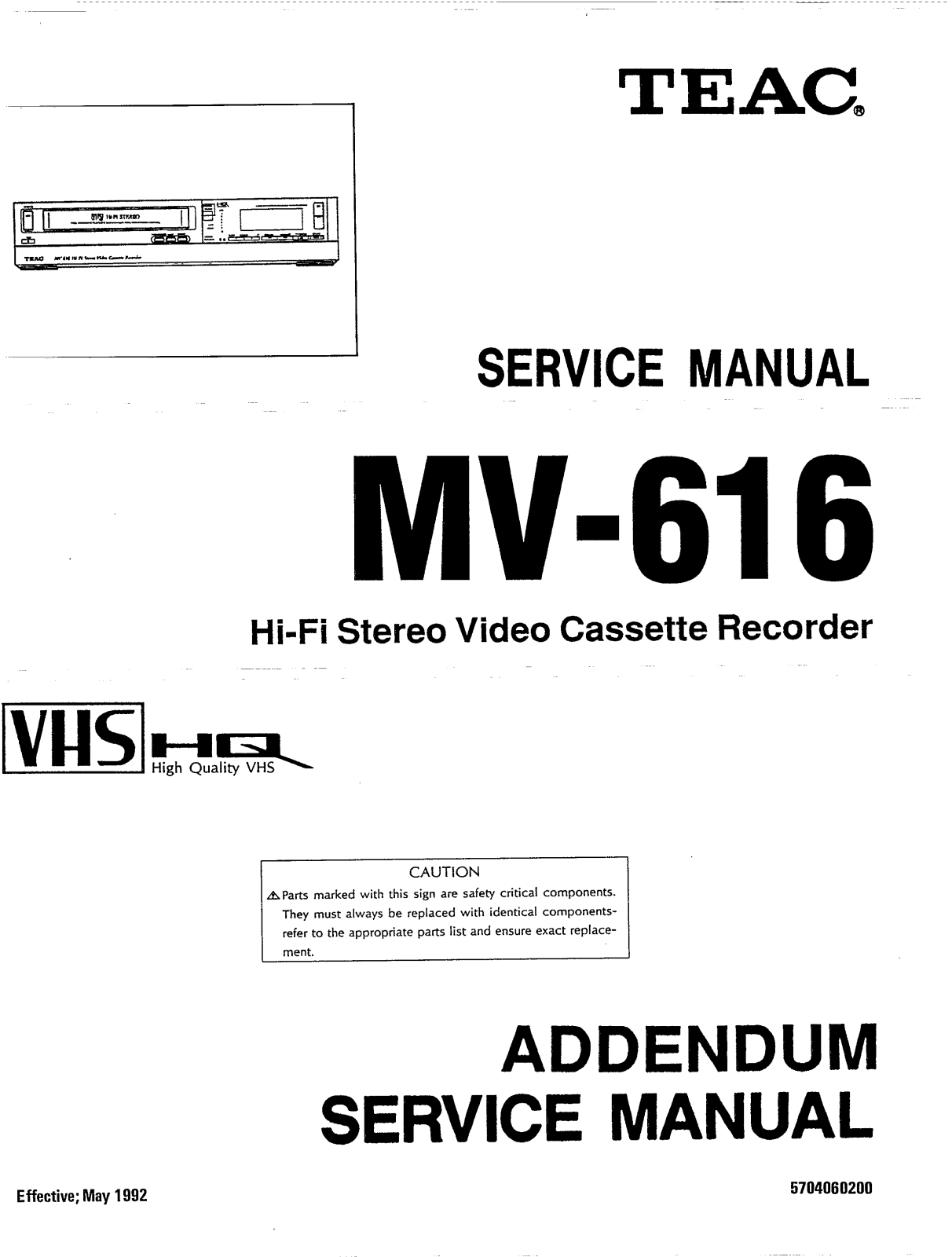 TEAC MV-616 Service manual