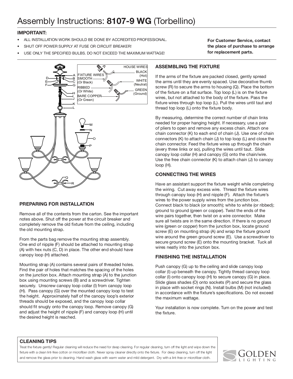 Golden Lighting 8107-BA1 WG User Manual