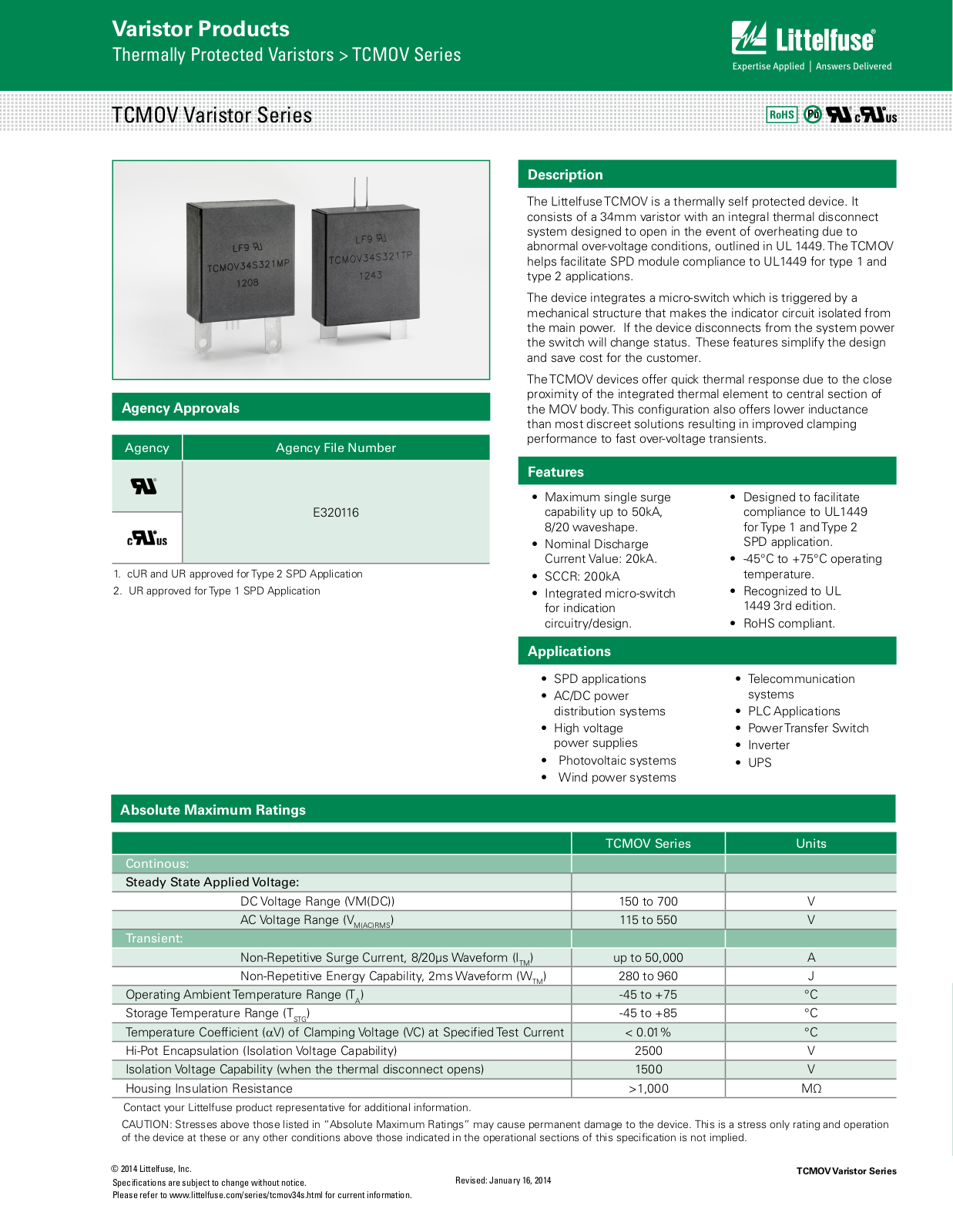 Littelfuse TCMOV User Manual