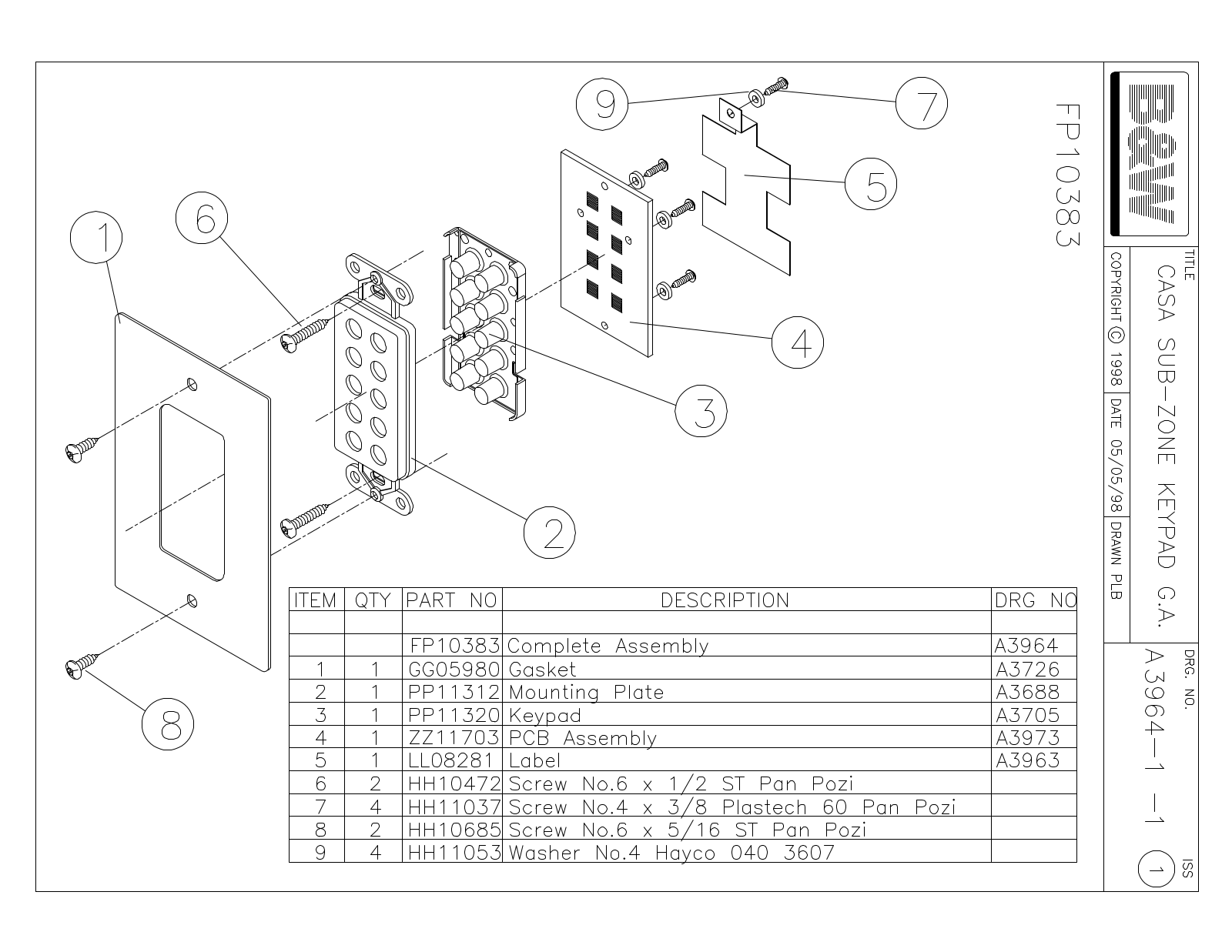 Bowers and Wilkins CASA Small Keypad, Small Keypad Service manual