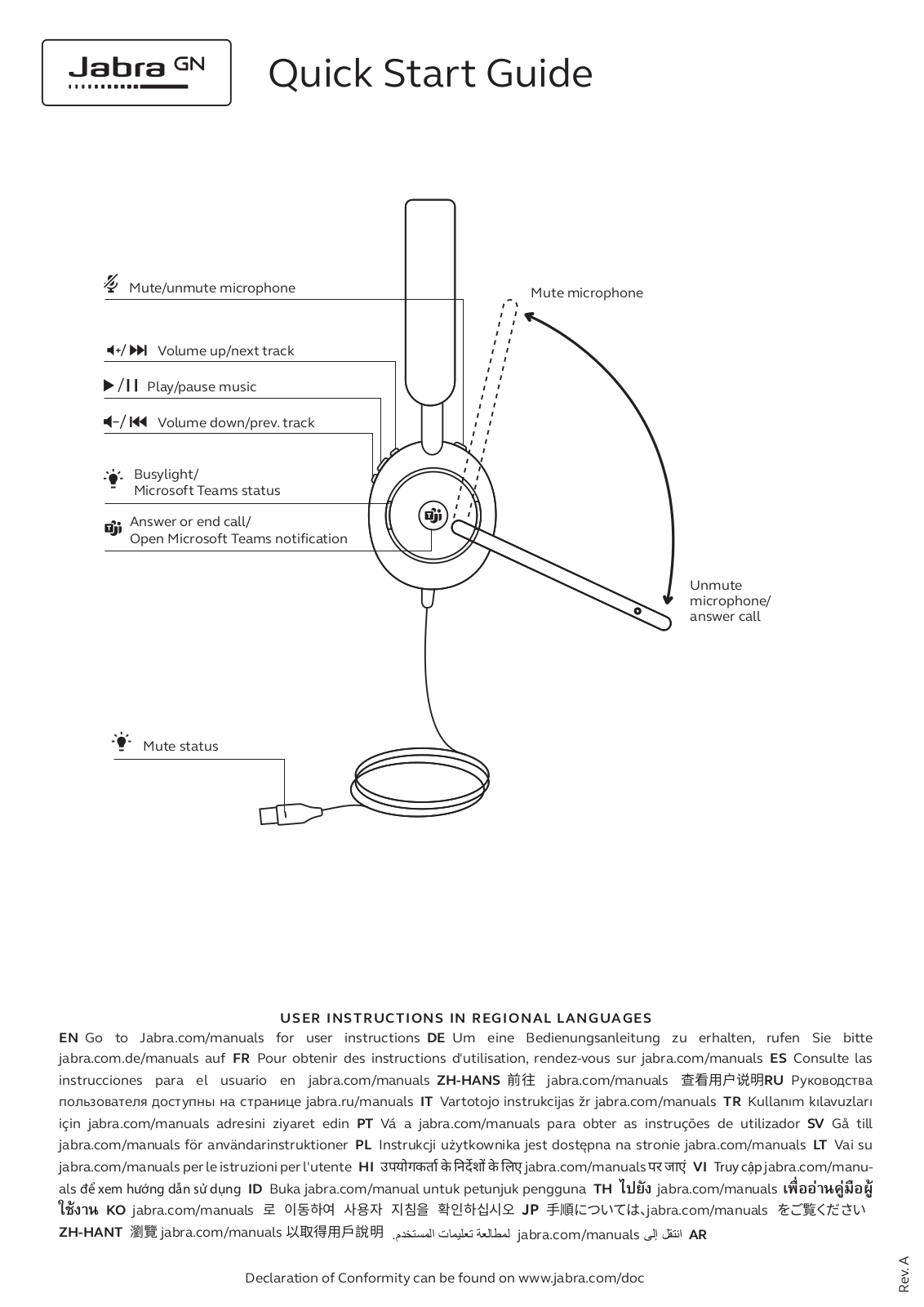 Jabra HSC130 Quick Start Guide