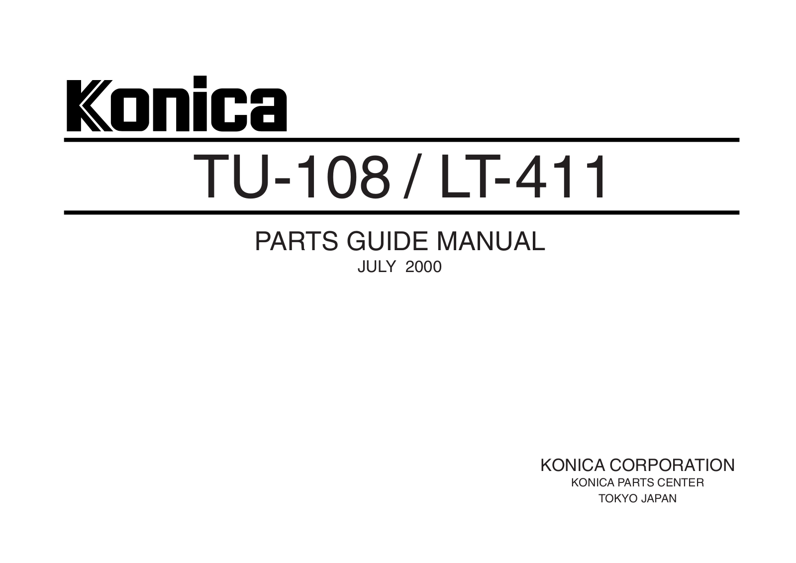 Konica TU108 GUIDE MANUAL