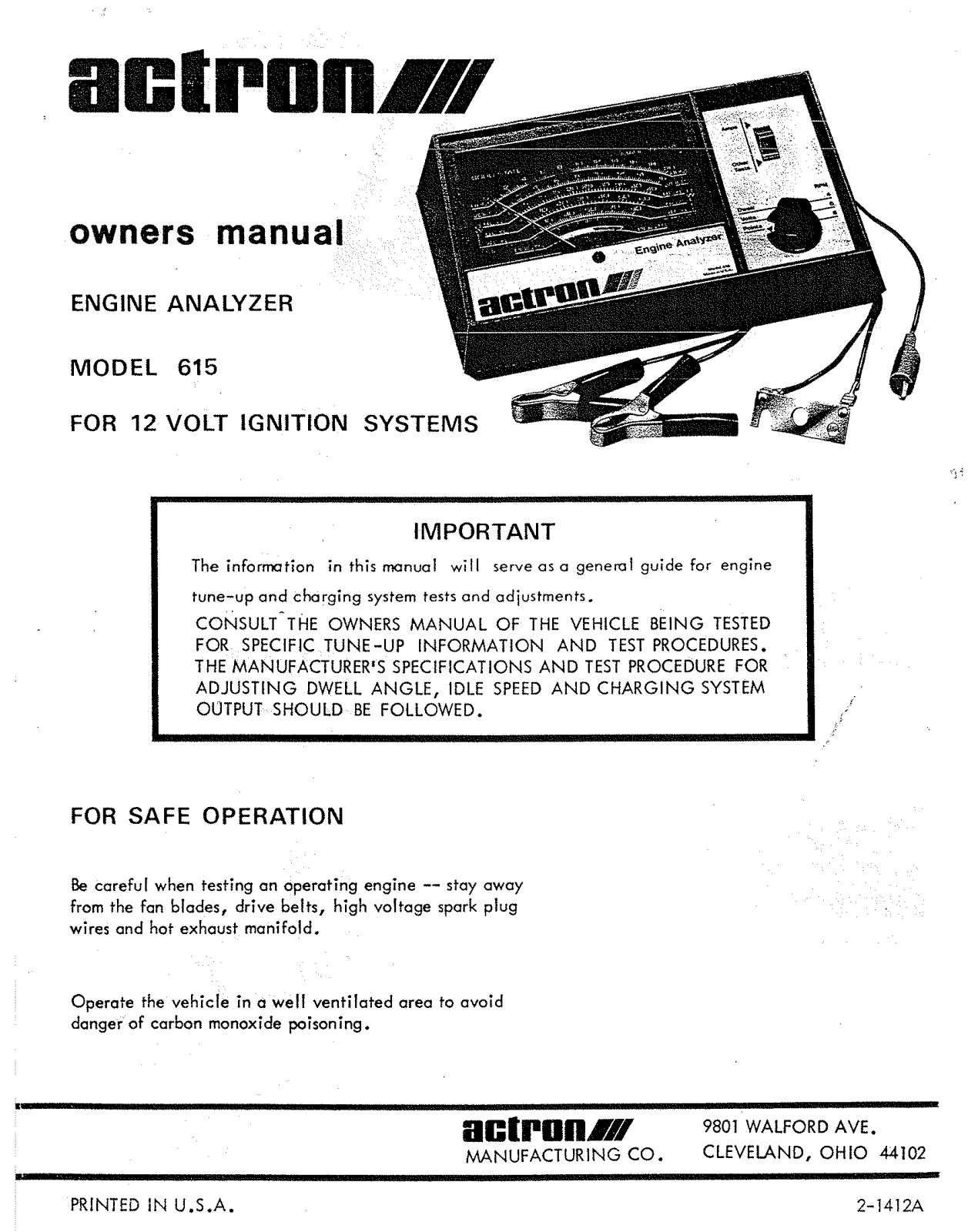 actron 615 Owners Manual