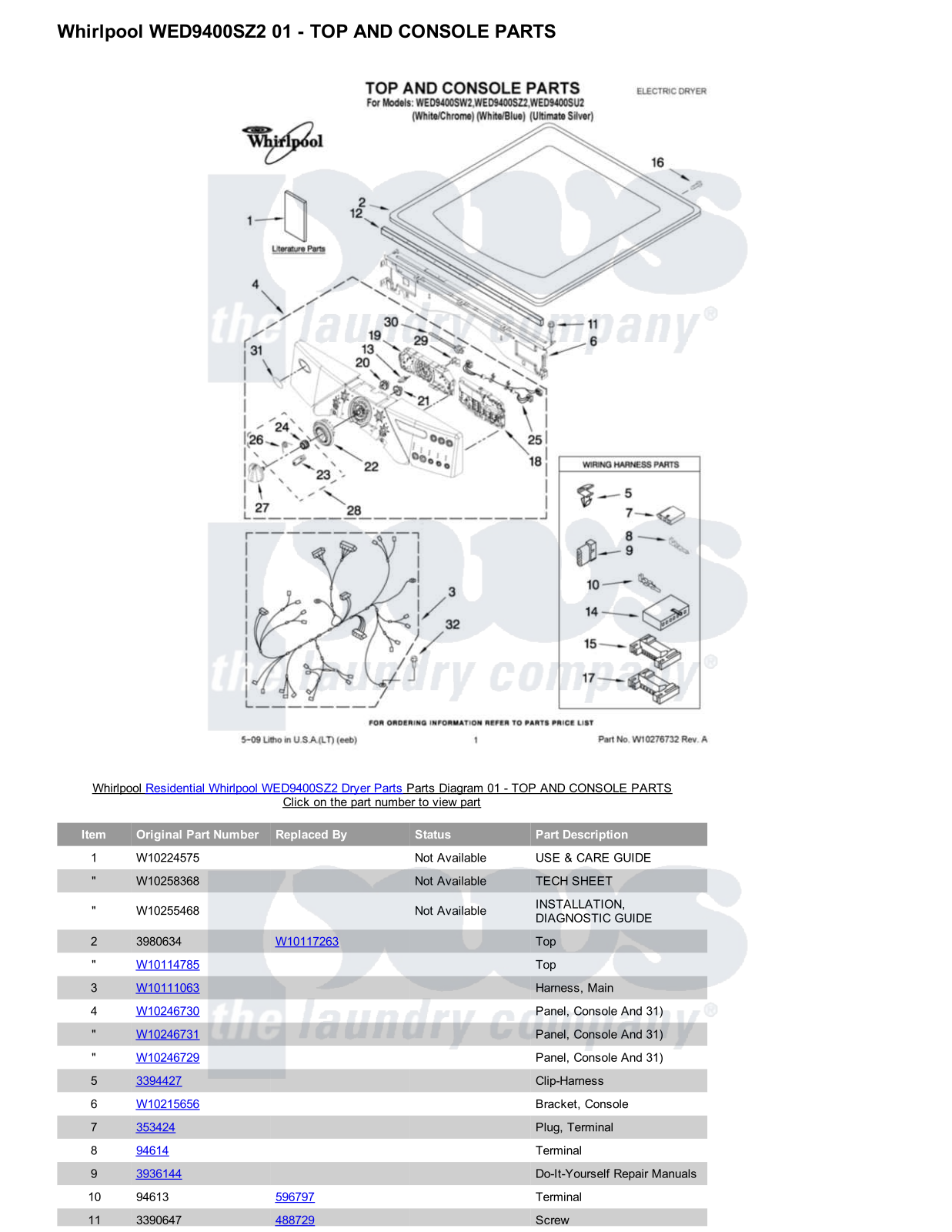 Whirlpool WED9400SZ2 Parts Diagram