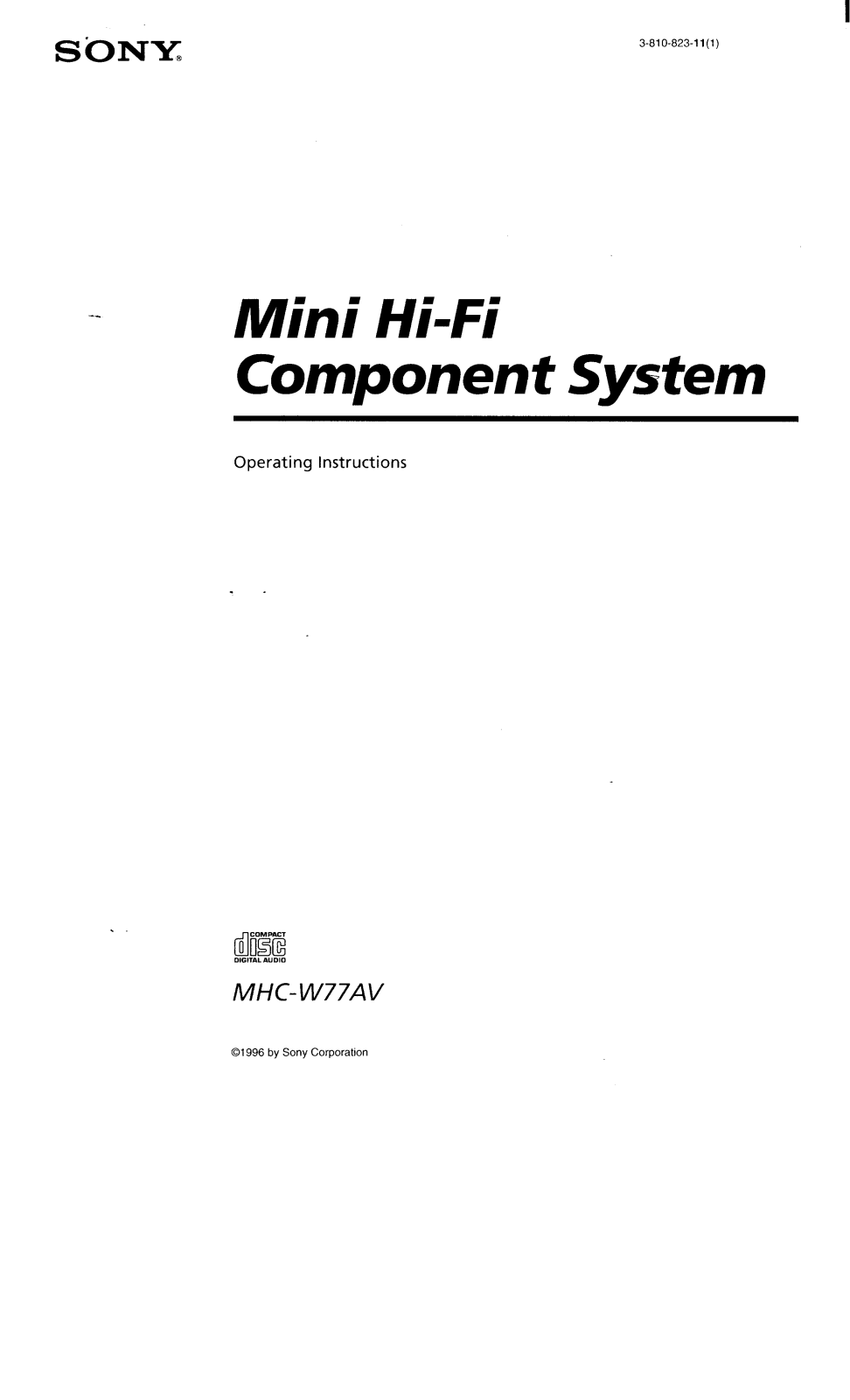 Sony MHC-W77AV Operating Manual