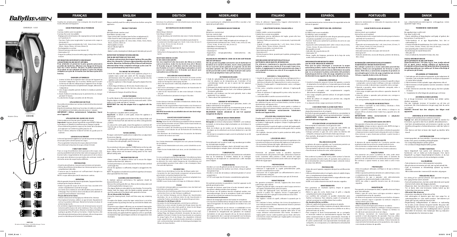 Babyliss E934E User Manual