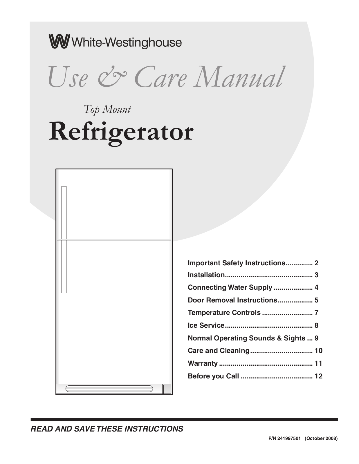 White-Westinghouse 241997501 User Manual