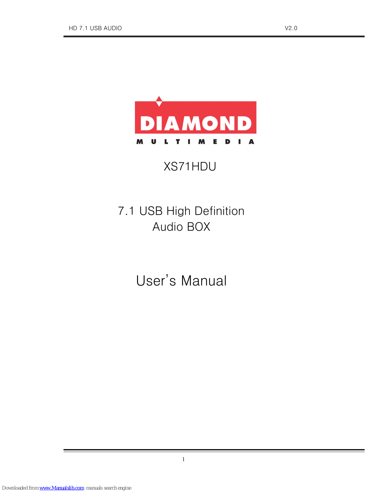 Diamond Multimedia XS71HDU User Manual