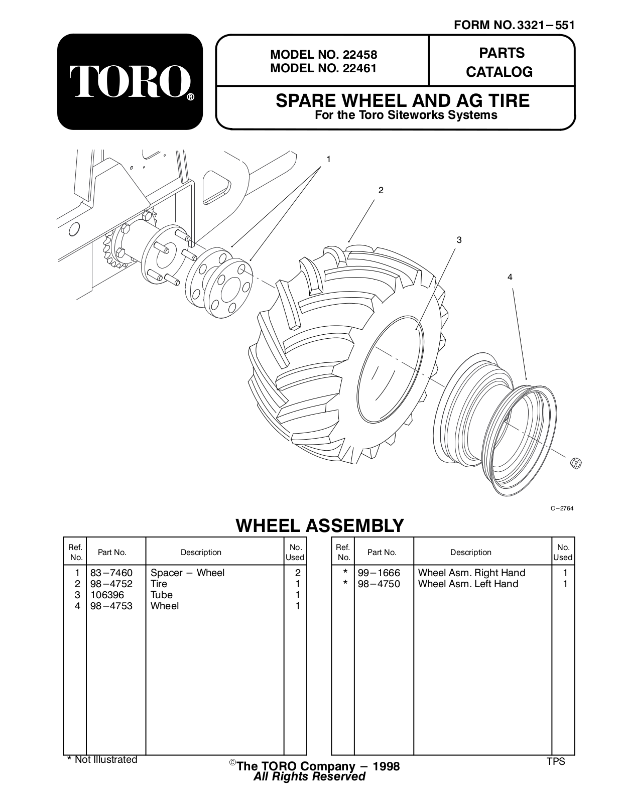 Toro 22458, 22461 Parts Catalogue