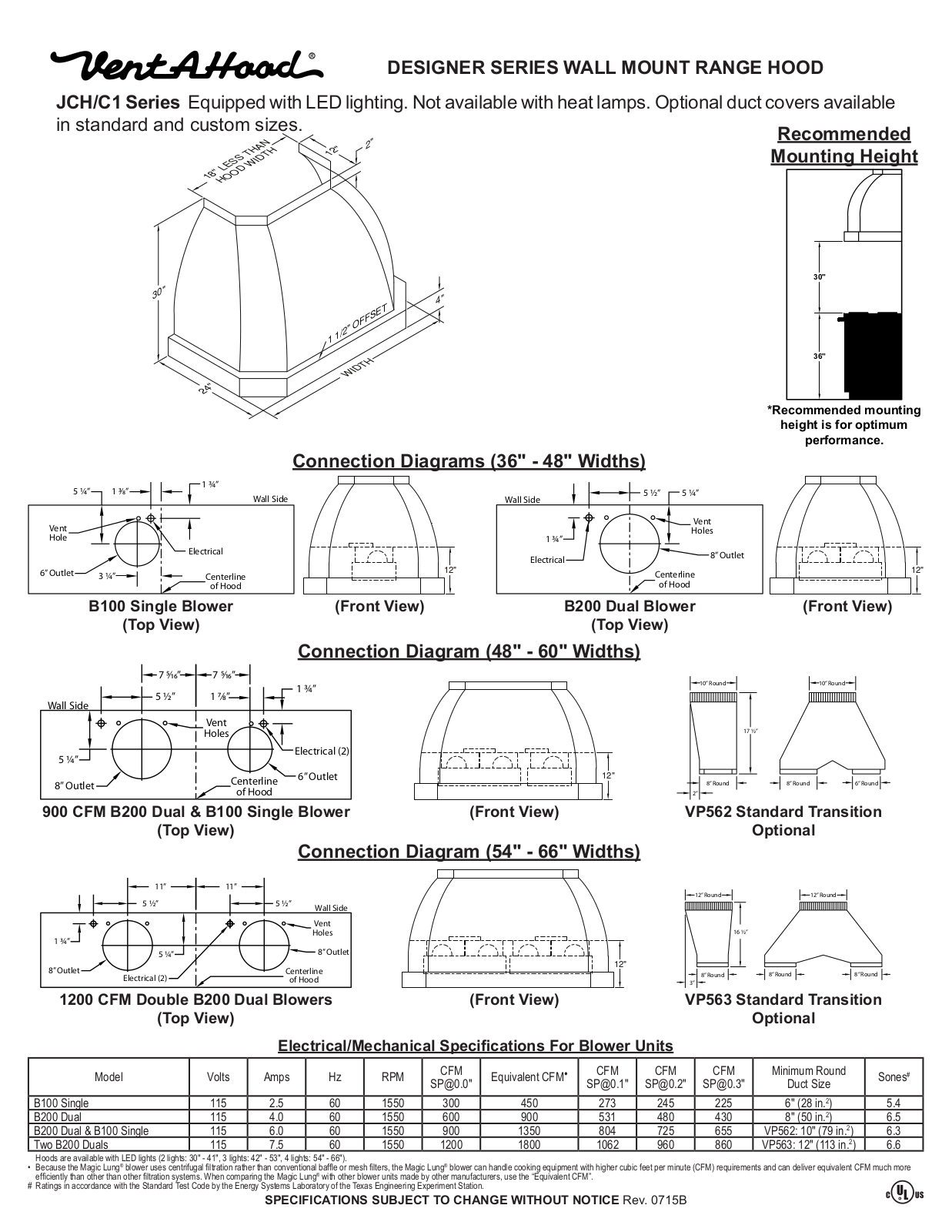 Vent-A-Hood JCH248C1PTAS Installation manual