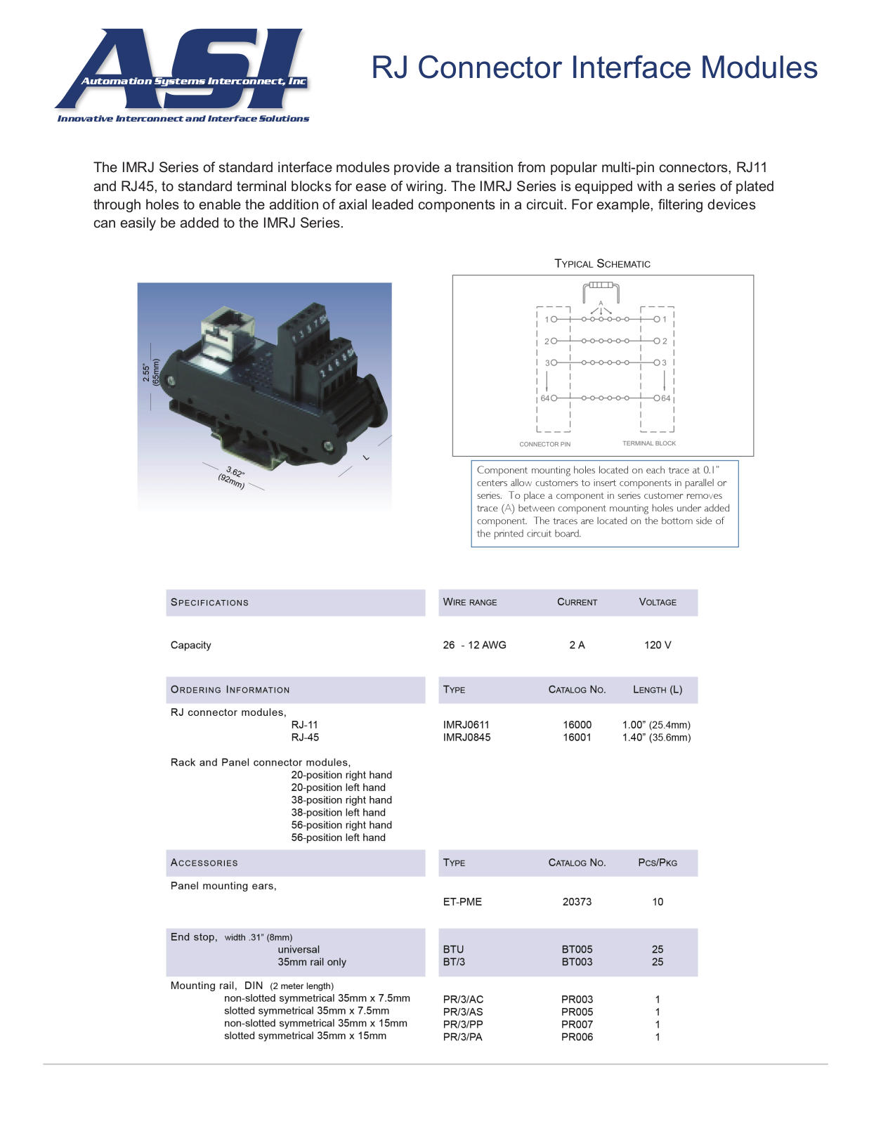 ASI-Automation Systems Interconnect IMRJ Series Data Sheet