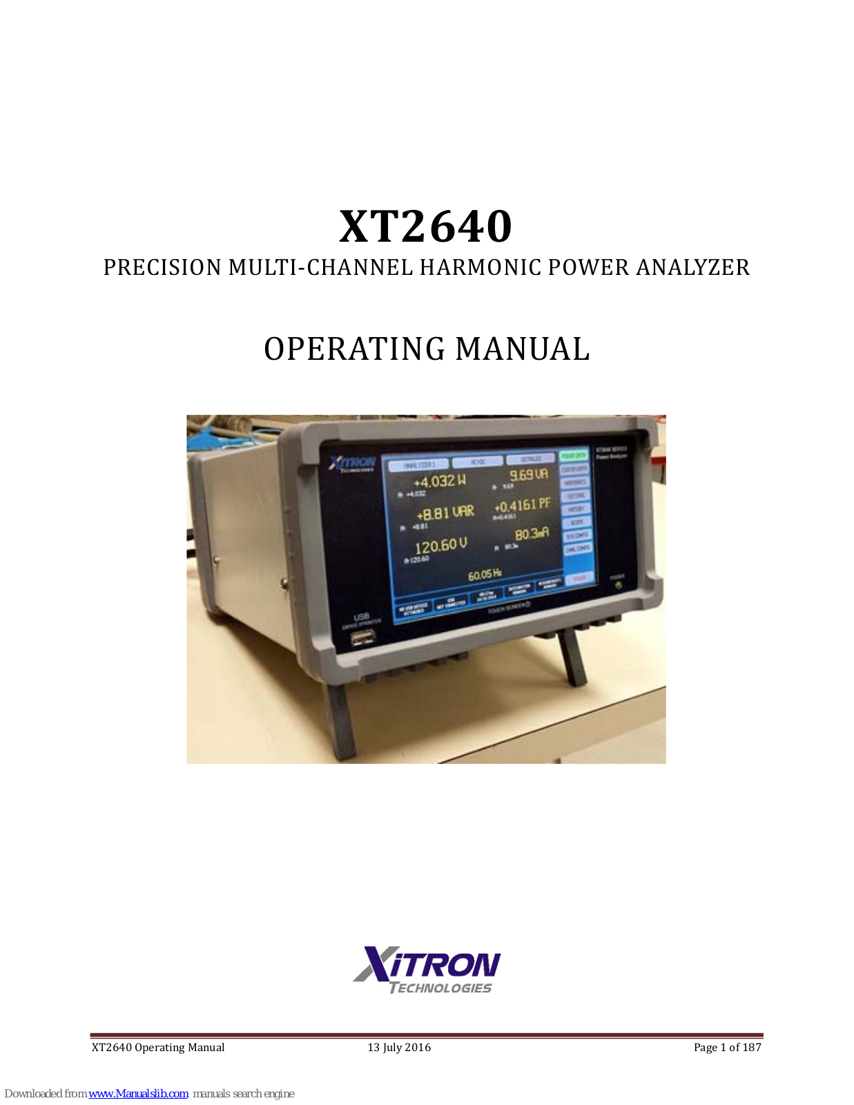 XITRON XT2640 Operating Manual - ManualMachine.com