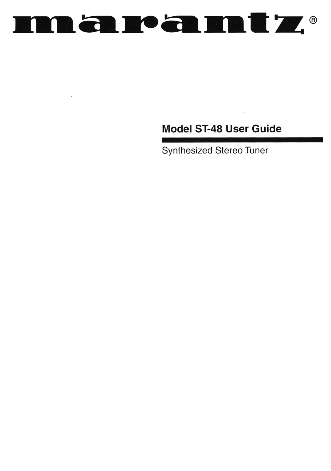 Marantz ST-48 Owners Manual
