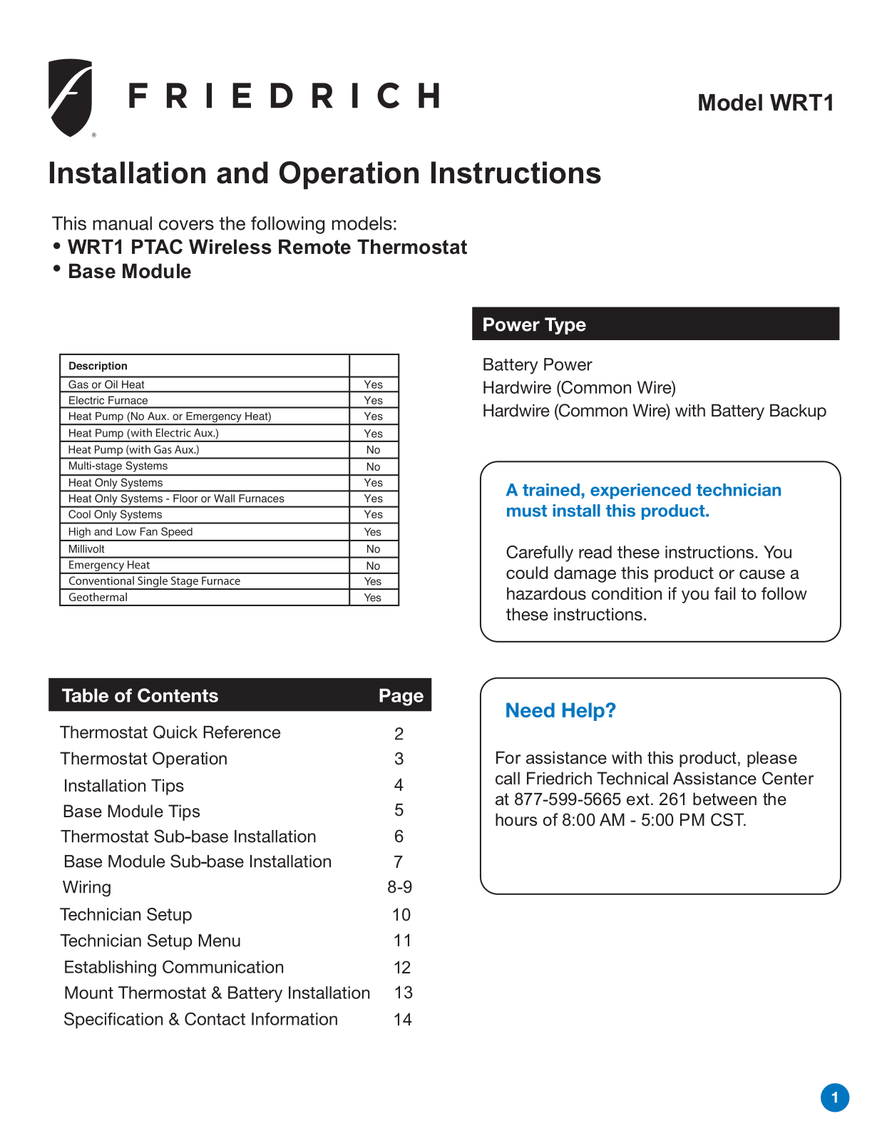 Friedrich PDH09R3SG User Manual