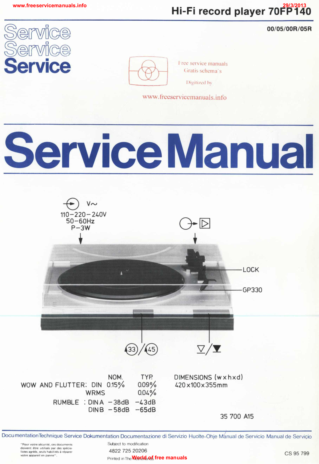 Philips 70fp140 Datasheet - ManualMachine.com