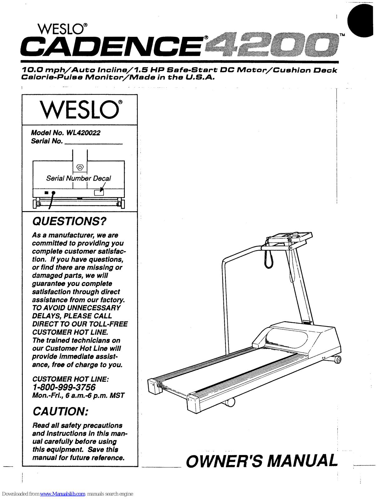 Weslo Cadence 4200 User Manual