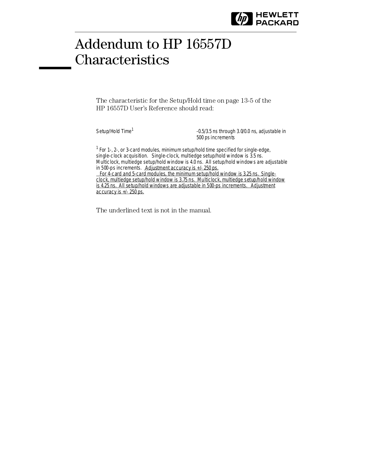 Agilent 16557D Specifications Sheet